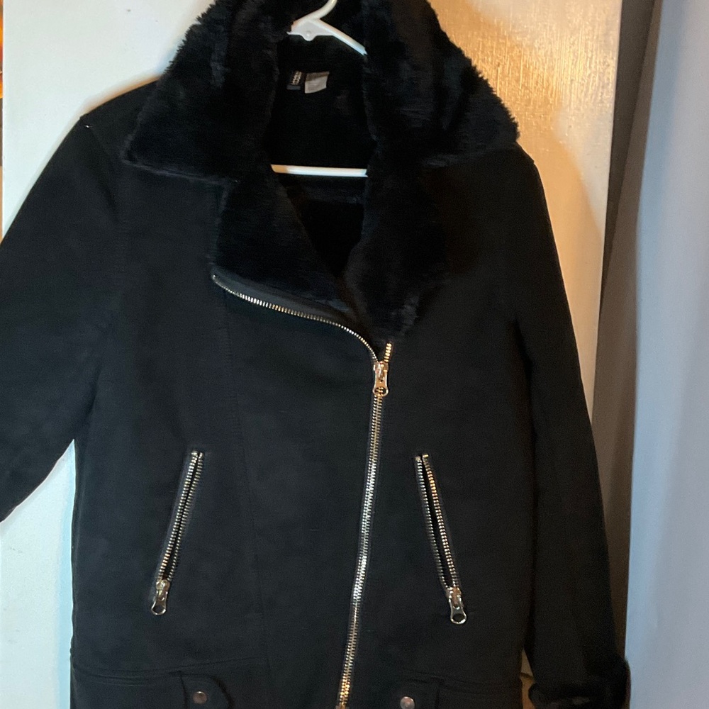 Diba Black Teddy Jacket with Plush Collar